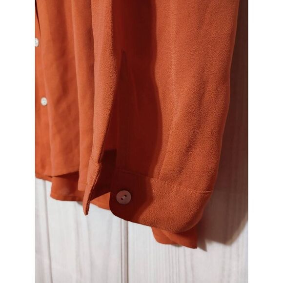 J Jill Shirt Ladies Large Orange Button Front Long Sleeve - Picture 4 of 8